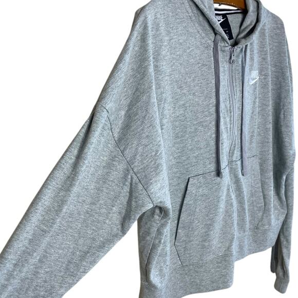 Nike Women’s Sz Small Cropped Hoodie Light Gray Zip Up / CV8618-063 - Picture 5 of 7